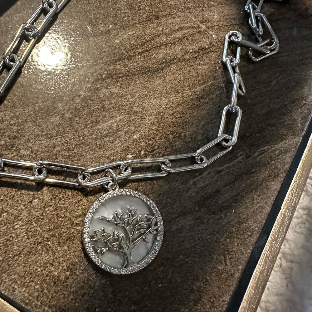 Silver Chain Necklace with Tree of Life Pendant